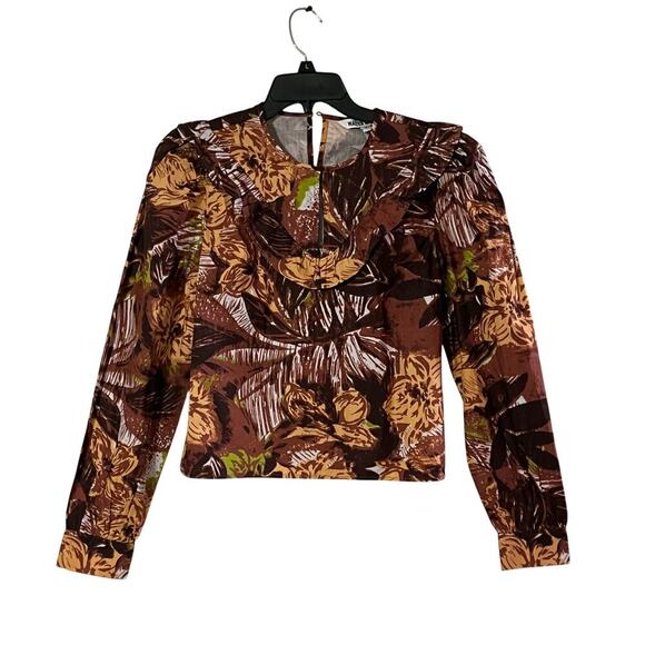 Walter Baker Womens Jayden Brown Long Sleeve RuffledTop Size Small - Picture 2 of 12